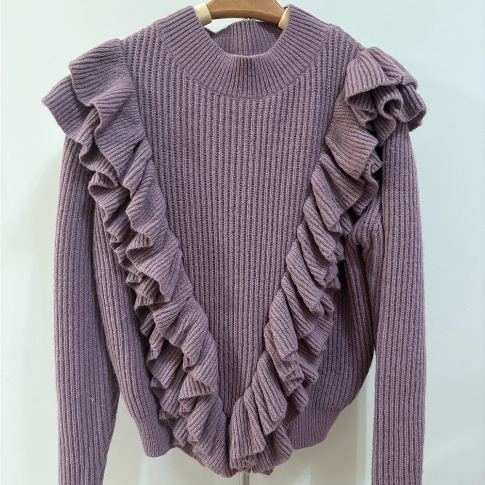 Ruffled Purple Knit Sweater